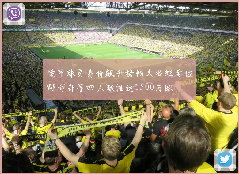 德甲球员身价飙升榜帕夫洛维奇佐野海舟等四人涨幅达1500万欧